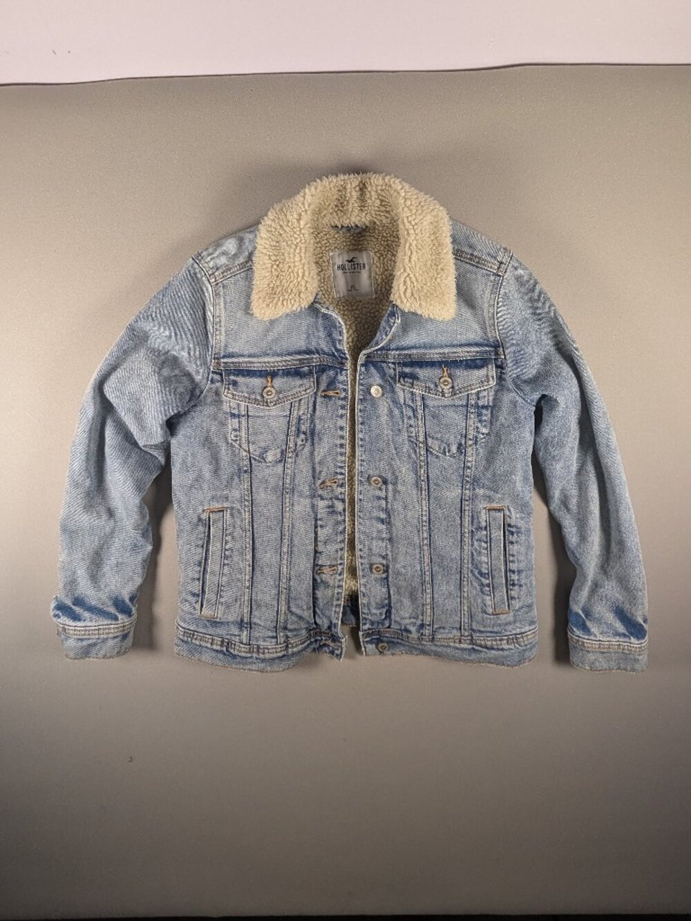 Hollister Women's Blue/Ivory Sherpa Lined Button Down Jean Jacket Size XS